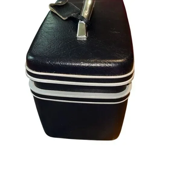 Vtg Blue Samsonite Navy Silhouette Hard Shell Train/Cosmetic/Makeup Case Chrome - Picture 5 of 10